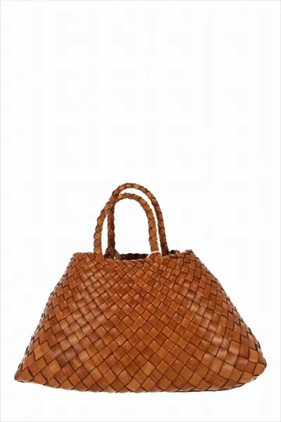 Dragon Diffusion Woven Buffalo Leather Tote With Braided Handles In White