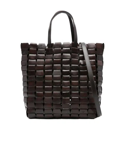 Dragon Diffusion Woven Design Handbag In Black