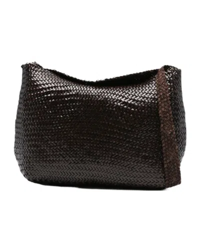 Dragon Diffusion Woven Design Shoulder Bag In Black