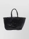Dragon Diffusion Woven Effect Hand Bag With Two Handles In Black