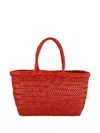 Dragon Diffusion Mini Flat Gora Woven Leather Top Handle Bag In Red