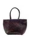 Dragon Diffusion Woven Handle Shoulder Bag In Brown