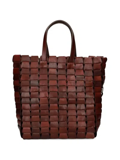 Dragon Diffusion Woven Handle Tote Bag In Brown