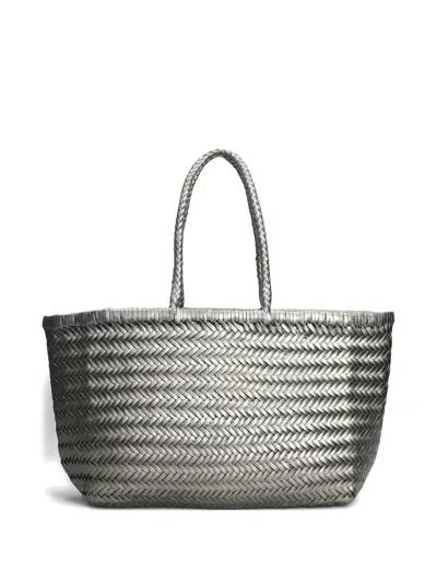 Dragon Diffusion Woven Handle Tote Bag In Silver