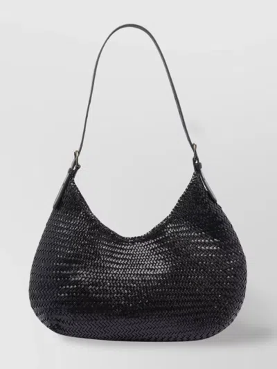 Dragon Diffusion Woven Hobo Shoulder Bag With Adjustable Strap In Black