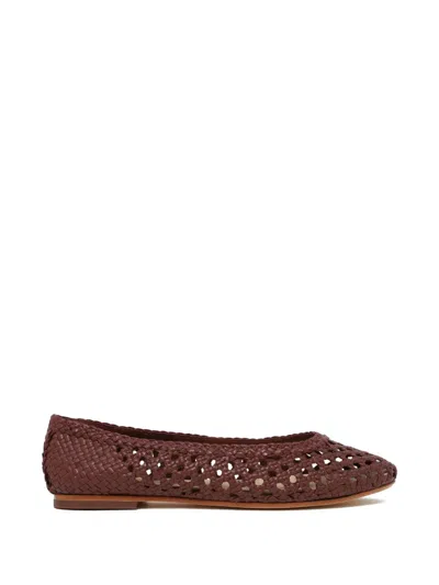 Dragon Diffusion Woven Leather Ballet Flats In Brown