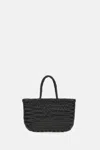 Dragon Diffusion Mini Flat Gora Woven Leather Top Handle Bag In Black