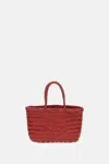Dragon Diffusion Mini Flat Gora Woven Leather Top Handle Bag In Red