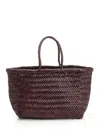 Dragon Diffusion Woven Leather Basket Small Handbags Bordeaux In Brown