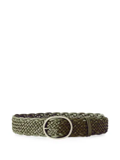 Dragon Diffusion Woven Leather Belt In Green