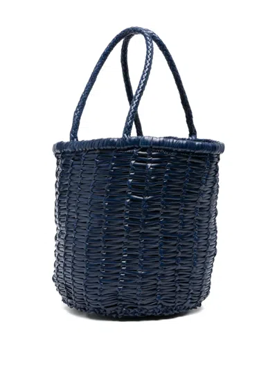Dragon Diffusion Woven Leather Bucket Bag In Blue