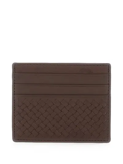Dragon Diffusion Woven Leather Card Holder In Brown