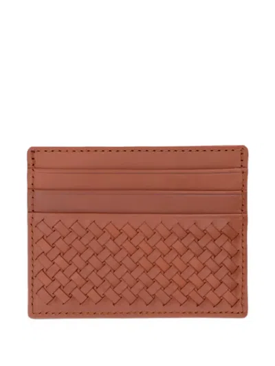 Dragon Diffusion Woven Leather Card Holder In Brown