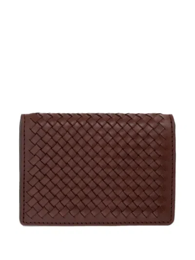 Dragon Diffusion Woven Leather Card Holder In Brown
