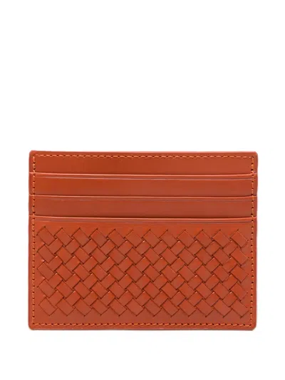 Dragon Diffusion Woven Leather Card Holder In Brown