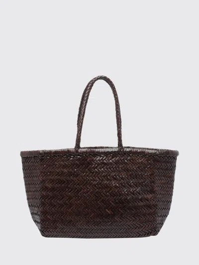 Dragon Diffusion Woven Leather Handbag With Double Handle In Brown