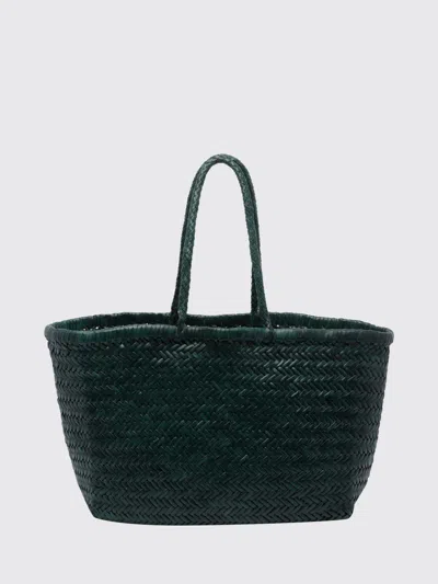Dragon Diffusion Woven Leather Handbag With Double Handle In Green