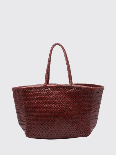 Dragon Diffusion Woven Leather Handbag With Double Handle In Red