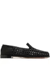 Dragon Diffusion Woven Leather Loafers In Black