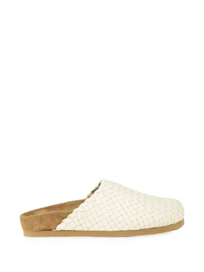 Dragon Diffusion Woven Leather Mules In White