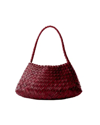 Dragon Diffusion Woven Leather Shoulder Bag In Bordo
