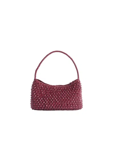 Dragon Diffusion Woven Leather Shoulder Bag In Bordo