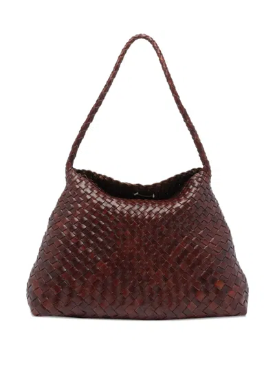 Dragon Diffusion Woven Leather Shoulder Bag In Brown