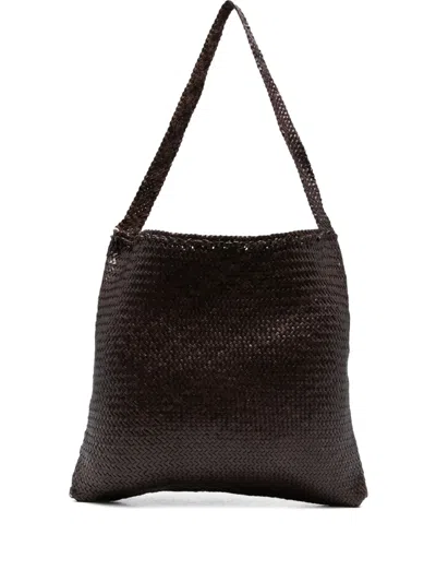 Dragon Diffusion Woven Leather Shoulder Bag In Brown