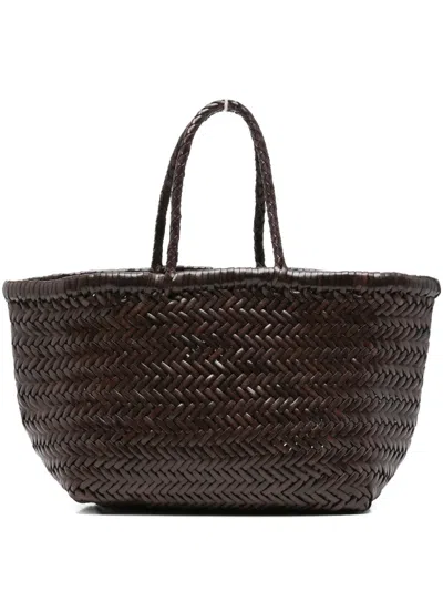 Dragon Diffusion Woven Leather Shoulder Bag In Brown