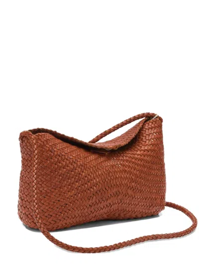 Dragon Diffusion Woven Leather Shoulder Bag In Brown