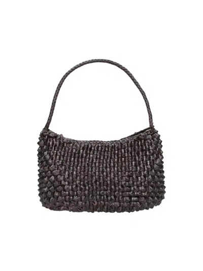 Dragon Diffusion Woven Leather Shoulder Bag In Brown