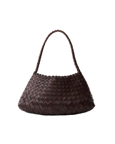 Dragon Diffusion Woven Leather Shoulder Bag In Dk Brown