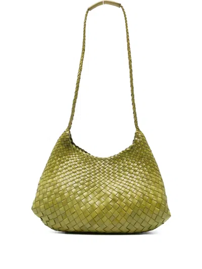 Dragon Diffusion Woven Leather Shoulder Bag In Green