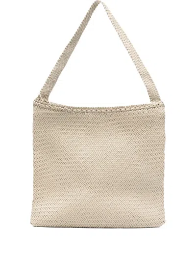 Dragon Diffusion Woven-leather Shoulder Bag In Neutral