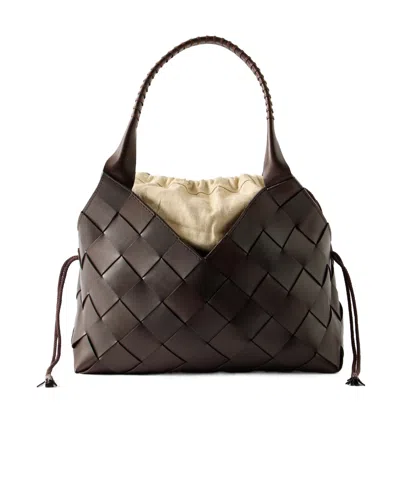 Dragon Diffusion Castello Woven Leather Shoulder Bag In Pink