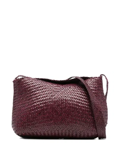 Dragon Diffusion Woven Leather Shoulder Bag In Purple