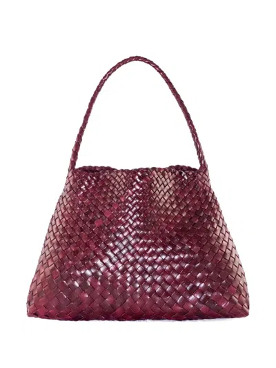 Dragon Diffusion Woven-leather Shoulder Bag In Red