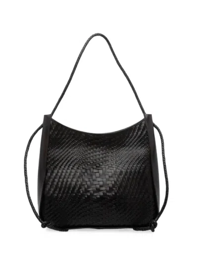 Dragon Diffusion Woven Leather Shoulder Bag In Red