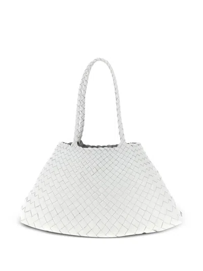 Dragon Diffusion Woven Leather Shoulder Bag In White
