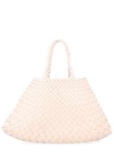 Dragon Diffusion Woven Leather Tote Bag In Beige