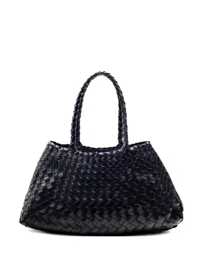 Dragon Diffusion Woven Leather Tote Bag In Black