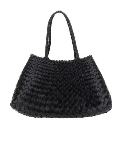 Dragon Diffusion Woven Leather Tote Bag In Black