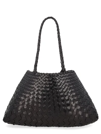 Dragon Diffusion Woven Leather Tote Bag In Black