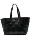 Dragon Diffusion Woven Leather Tote Bag In Black