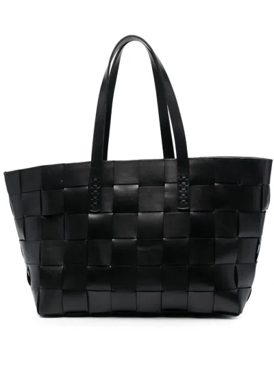Dragon Diffusion Woven Leather Tote Bag In Black