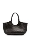 Dragon Diffusion Woven Leather Tote Bag In Braun