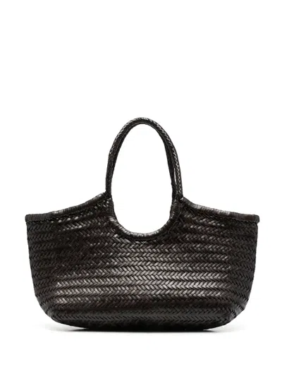 Dragon Diffusion Woven Leather Tote Bag In Braun