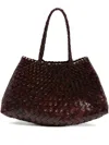 Dragon Diffusion Woven Leather Tote Bag In Brown