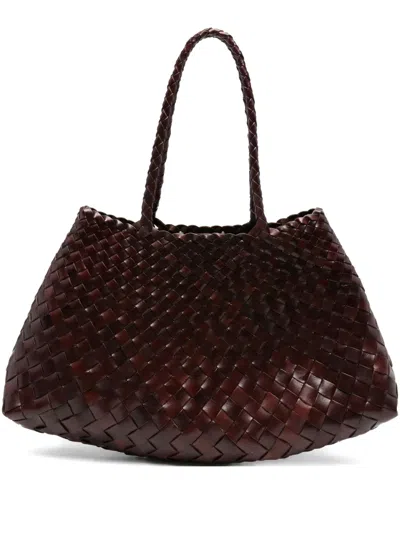 Dragon Diffusion Woven Leather Tote Bag In Brown