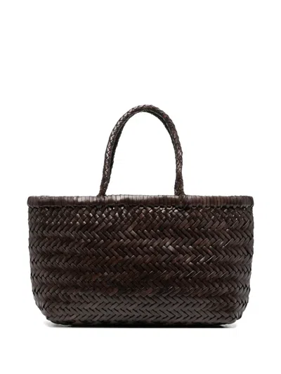 Dragon Diffusion Woven Leather Tote Bag In Brown